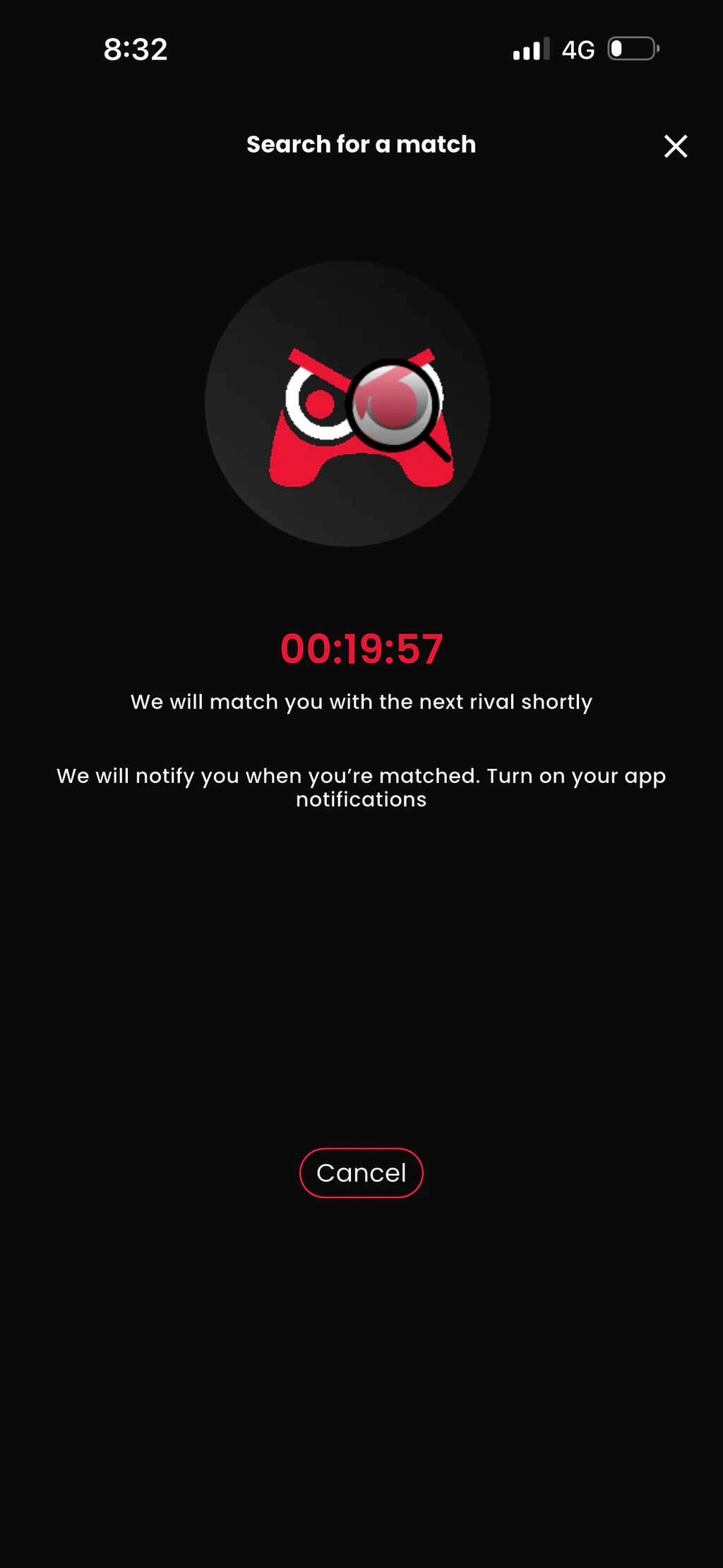 RivalN Quick Play screen waiting for another player