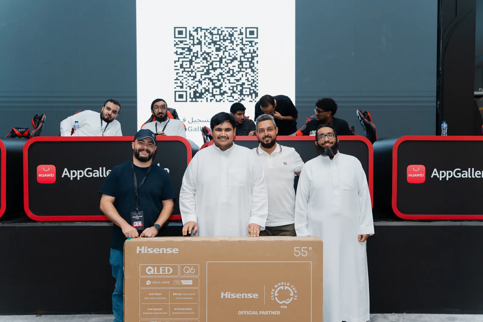 Event team and attendees during a prize presentation